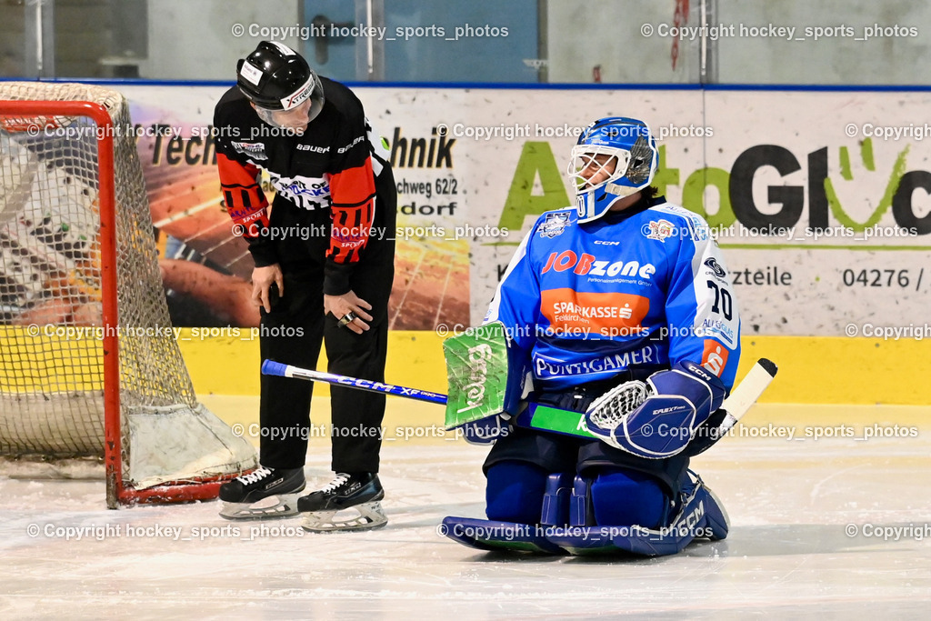ESC Sparkasse Steindorf vs. ESV Ferlach | DREIER Alexander Referee, #70 Moser Lukas ESC Steindorf, ESC Sparkasse Steindorf vs. ESV Ferlach, ESC Sparkasse Steindorf vs. ESV Ferlach am 22.02.2026 in Steindorf  (Ossiachersee Halle ), Austria, (Photo by Bernd Stefan)