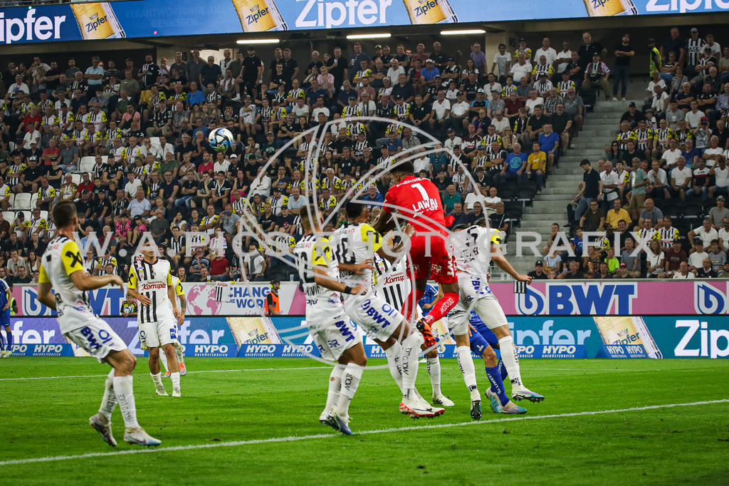 Linzer ASK vs SK Blau Weiß Linz | LINZ, AUSTRIA, 12.08.23 - SOCCER - ADMIRAL Bundesliga, Ground group, LASK Linz vs FC Blau-Weiß Linz, Image shows: Tobias Lawal (LASK)
Photo: SMP/AW