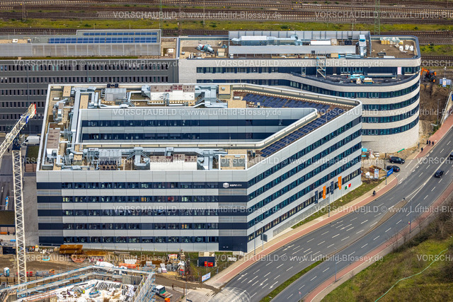 Duisburg230301800 | Luftbild, Baustelle Neubaugebiet Wuhanstraße, Hochschule HSPV Duisburg, Dellviertel, Duisburg, Ruhrgebiet, Nordrhein-Westfalen, Deutschland