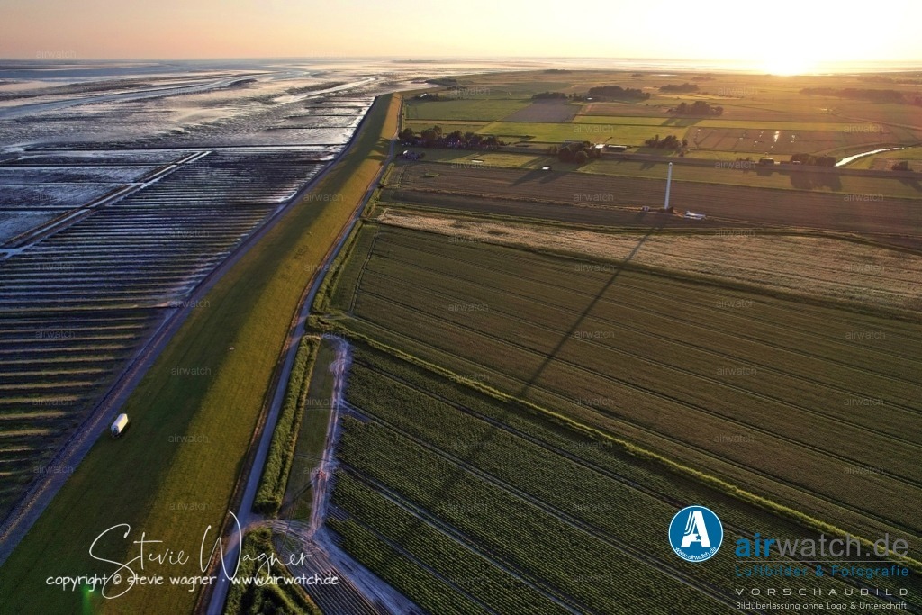 Luftbild Nordstrand, LangerDeich, Dreisprung, An de Wehl, Evensbüller Chaussee, Husumer Bucht | Luftbild Nordstrand, LangerDeich, Dreisprung, An de Wehl, Evensbüller Chaussee, Husumer Bucht