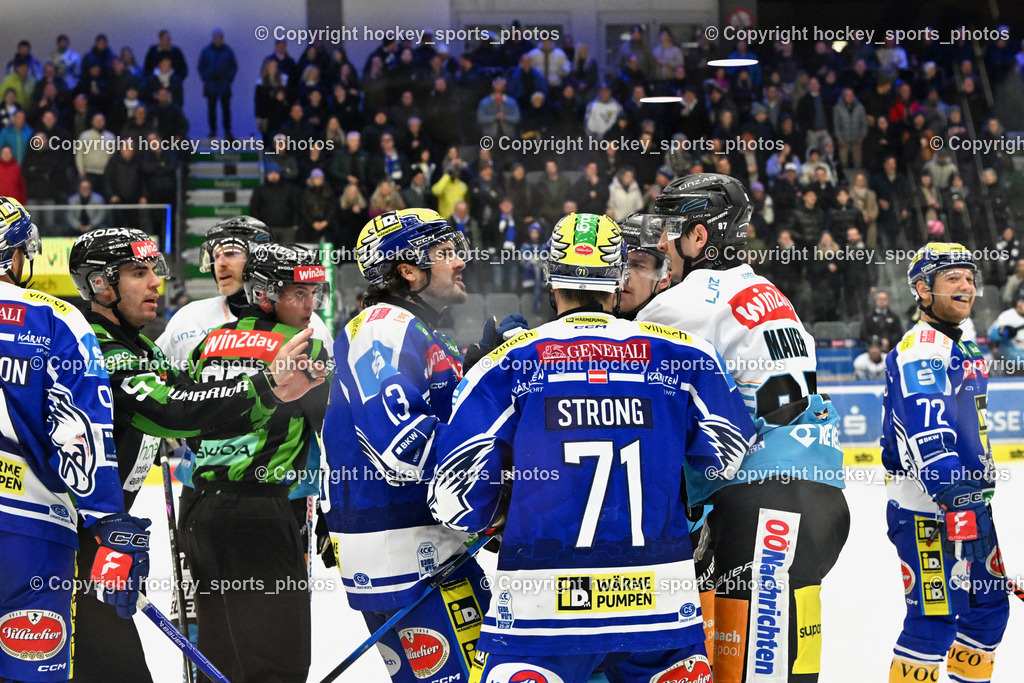 EC IDM Wärmepumpen VSV vs. Steinbach Black Wings Linz | #71 Steven Strong EC VSV, #13 Adam Helewka EC VSV, #97 Luka Maver lack Wings Linz, EC IDM Wärmepumpen VSV vs. Steinbach Black Wings Linz, EC IDM Wärmepumpen VSV vs. Steinbach Black Wings Linz am 23.01.2026 in Villach (Stadthalle Villach), Austria, (Photo by Bernd Stefan)