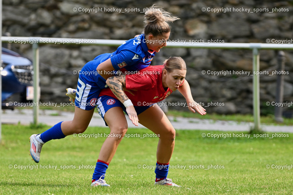 Carinthians Hornets vs. GAK 1902 Frauen | Jubel GAK, #7 Vanessa Kraker GAK, #14 Anna Maria Kaiser GAK, Carinthians Hornets vs. GAK 1902 Frauen, Carinthians Hornets vs. GAK 1902 Frauen am 01.09.2024 in Sachsenburg (Sportplatz Sachsenburg), Austria, (Photo by Bernd Stefan)