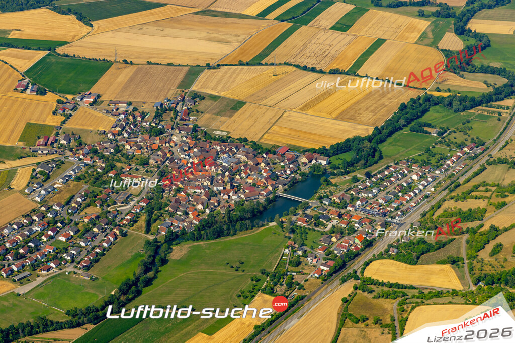 Das Luftbild zeigt : Elpersheim Weikersheim - Die Luftaufnahme wurde 2023 vom UL-Flugzeug aus erstellt ( keine Drohne ) - Hochauflösende Luftaufnahme - Für grossformatige Ausdrucke geeignet. Die Geschenkidee !Mit Lizenz und Bildrechte bestellbar