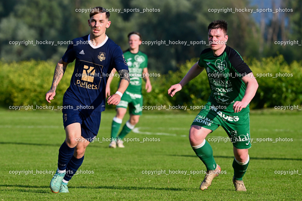 ATUS Velden vs. FC Lendorf | #9 Tom Zurga ATUS Velden, #8 Florian Pingist FC Lendorf, ATUS Velden vs. FC Lendorf, ATUS Velden vs. FC Lendorf am 07.06.2024 in St. Egyden (Sportplatz St. Egyden), Austria, (Photo by Bernd Stefan)