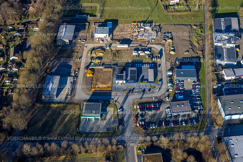 Bottrop240107851 | Luftbild, Gewerbegebiet Baustelle mit Neubau Im Pinntal, Kirchhellen, Bottrop, Ruhrgebiet, Nordrhein-Westfalen, Deutschland
