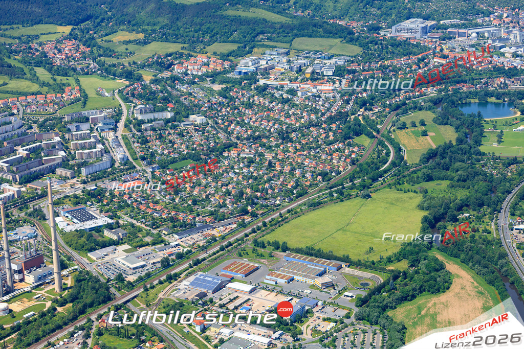 Die Luftaufnahme Burgau - Jena wurde vom UL-Flugzeug (keine Drohne) aus fotografiert.Hohe Druck- Auflösung-die Geschenkidee!