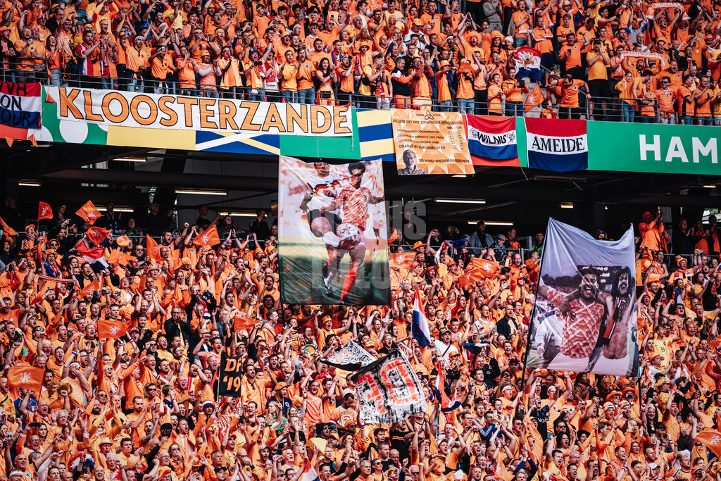 Fußball | Herren | UEFA-Fußball-Europameisterschaft 2024 | Gruppe D | Polen vs. Niederlande | 16.06.2024 | Das Volksparkstadion ist voll mit Fans der Niederlande