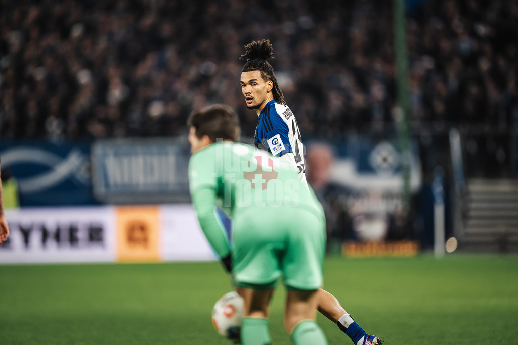 Fußball | Männer | Saison 2025/2026 | 1. Fußball-Bundesliga | 17. Spieltag | Hamburger SV vs. Bayer 04 Leverkusen | 04.03.2026 | Damion Downs (#19, HSV)