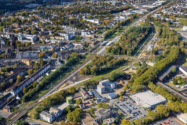Dinslaken241009029 | Luftbild, Bahnhof Dinslaken, Baustelle für Schallschutzwände, Ausbau der Betuweroute und Betuwe-Linie Eisenbahnstrecke, Dinslaken, Ruhrgebiet, Nordrhein-Westfalen, Deutschland