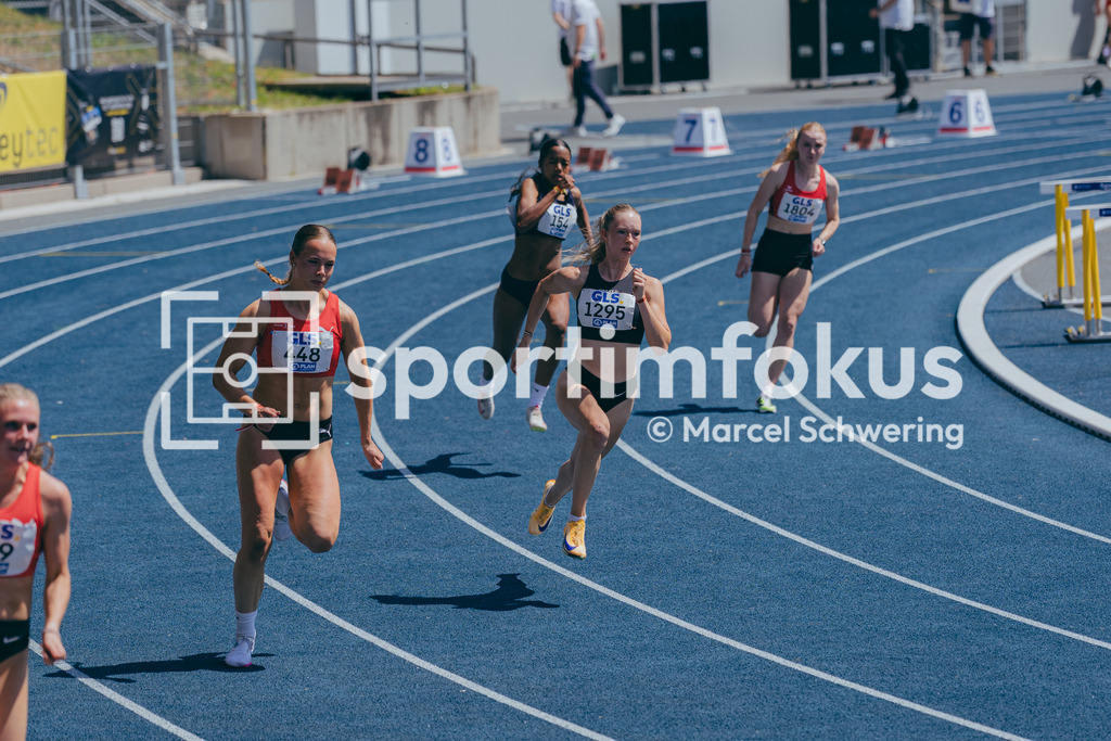Deutsche Meisterschaften U20 / U16 2026 | Eni Kuske, TSV Zirndorf, 448, Mia Besser, SC DHfK Leipzig, 1295, 200-Meter-Lauf, Halbfinale, Deutsche Meisterschaften der U20 &amp; U16 2026, Lohrheidestadion Bochum-Wattenscheid, 12.07.2026. Foto: Marcel Schwering / sportimfokus - Realisiert mit Pictrs.com