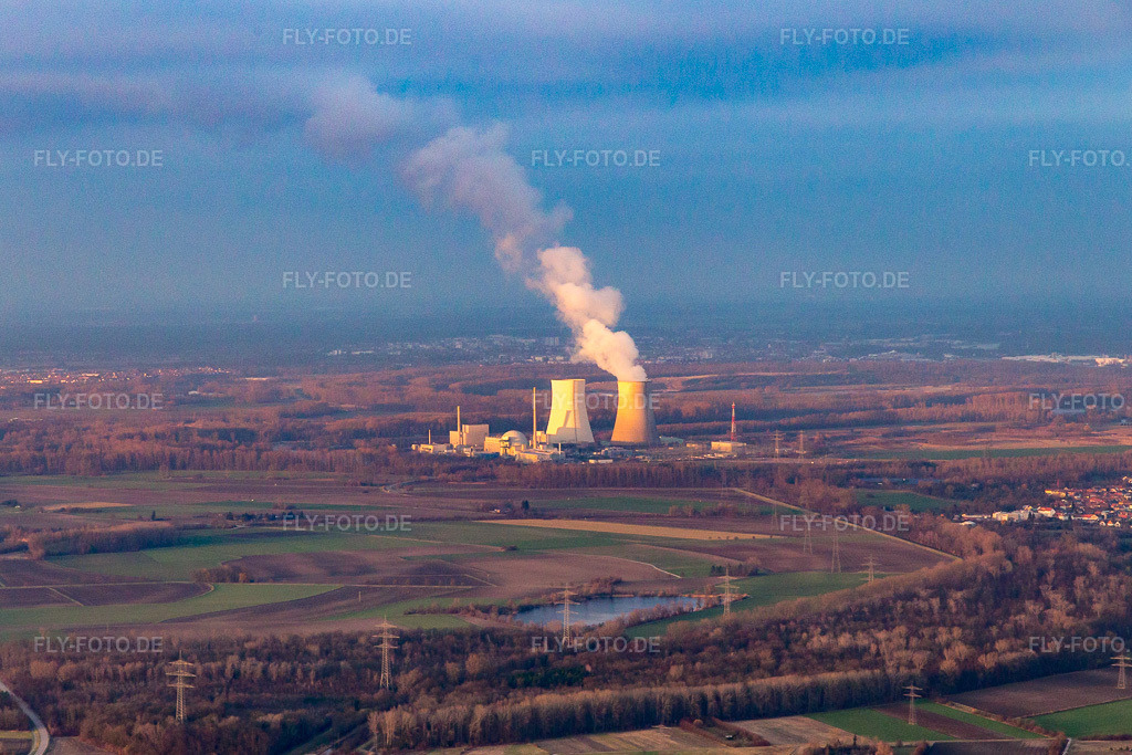 Luftbild: Philppsburg, AKW in Philippsburg im Bundesland Baden-Württemberg in Deutschland. Foto: IMG_104556.jpg vom 14.01.2018 durch Werner Riehm/FLY-FOTO.de