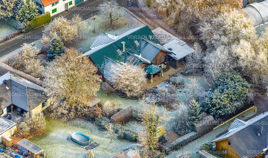 Hamm221201086Koegel | Luftbild, Wohnhaus in winterlicher Landschaft, Goldbrinkstraße, Rhynern, Hamm, Ruhrgebiet, Nordrhein-Westfalen, Deutschland