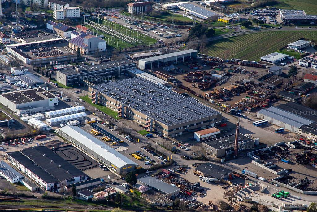Luftbild: Kurz Karkassenhandel Im Grein in Landau in der Pfalz im Bundesland Rheinland-Pfalz in Deutschland. Foto: IMG_139955.jpg vom 14.03.2024 durch Werner Riehm/FLY-FOTO.de