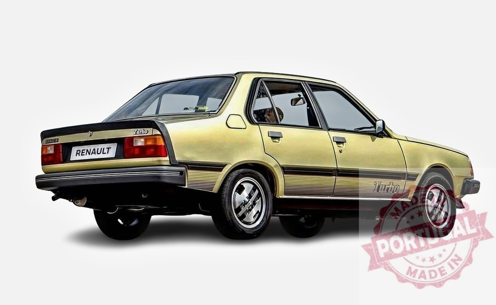 Renault 18 Turbo showing its rear on a white background | Classic Renault 18 Turbo car parked, showing its rear, isolated on white - Realisiert mit Pictrs.com