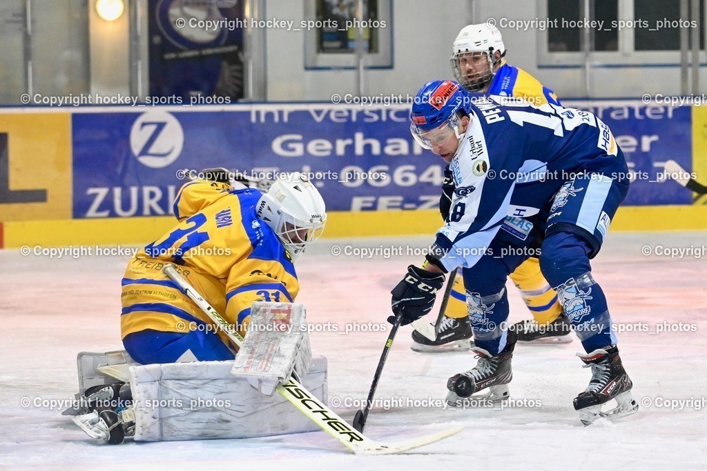 ESC Steindorf vs. EHC Althofen 13.1.2024 | #31 Horn Fabian, #18 Pewal Martin, #65 Lungkofler Gerald