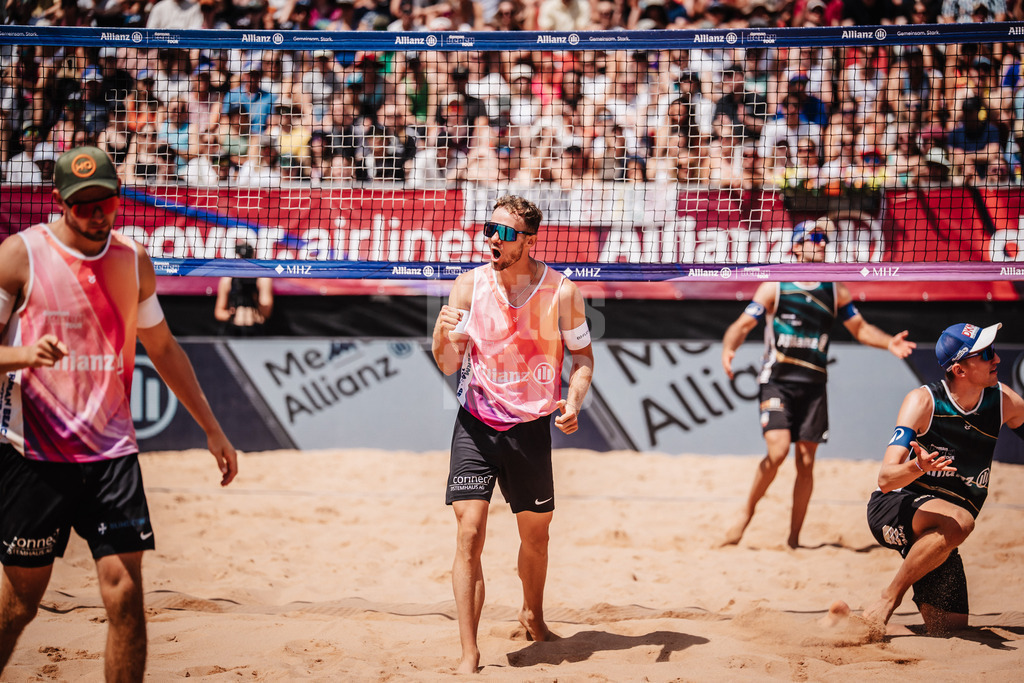 Beachvolleyball | Männer | Allianz German Beach Tour 2025 | Tourstop München | 12.07.2025 | Jonas Sagstetter jubelt