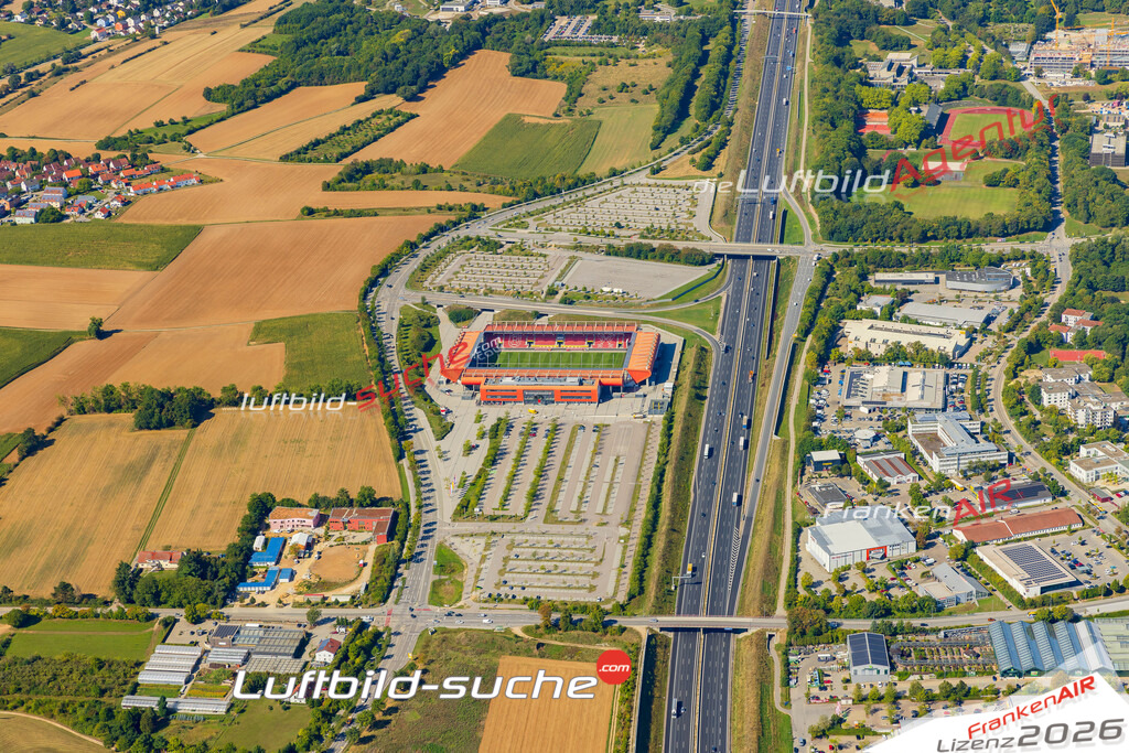 Jahnstadion Regensburg Bild- Das Luftbild wurde 2025 vom UL-Flugzeug heraus erstellt ( keine Drohnen Bilder! ) - Hochauflösende Luftaufnahme -Nicht vergleichbar mit Google Maps oder Satelittenbilder- Die Geschenkidee !Mit Lizenz und Bildrechte bestellbar