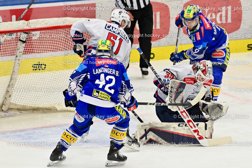 EC IDM WÄRMEPUMPEN VSV vs. HYDRO FEHERVAR AV 19 | #42 LANZINGER Benjamin EC VSV, #51 Campbell Timothy HYDRO FEHERVAR, #35 Horvath Dominik HYDRO FEHERVAR, #9 RAUCHENWALD Alexander EC VSV, EC IDM WÄRMEPUMPEN VSV vs. HYDRO FEHERVAR AV 19, EC IDM WÄRMEPUMPEN VSV vs. HYDRO FEHERVAR AV 19 am 20.11.2024 in Villach (Stadthalle Villach), Austria, (Photo by Bernd Stefan)