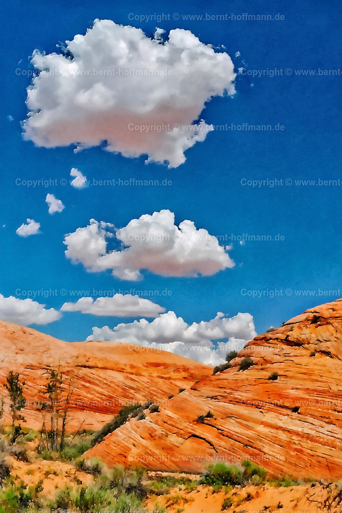 PAD2_FD_Zion-National-Park-01_100x150 | DIGITALKUNST. Zion National Park. __ Felsformationen unter Cumulus -Wolken. __ Das Basisfoto für dieses malerisch verwandelte Werk hat der Wahl-Amerikaner Frank Döpke gemacht und es Bernt Hoffmann für dessen Kunstpart zur Verfügung gestellt. __ Seitenverhältnis = 2 zu 3 - Realisiert mit Pictrs.com