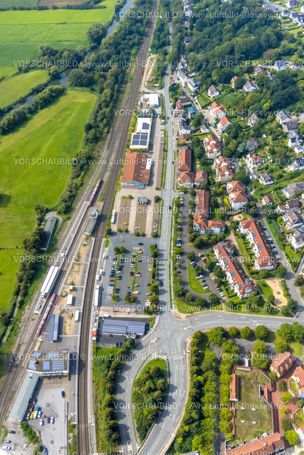 Froendenberg230901968 | Luftbild, Bahnhof, Wilhelm-Feuerhake-Straße, Fröndenberg, Fröndenberg, Ruhrgebiet, Nordrhein-Westfalen, Deutschland