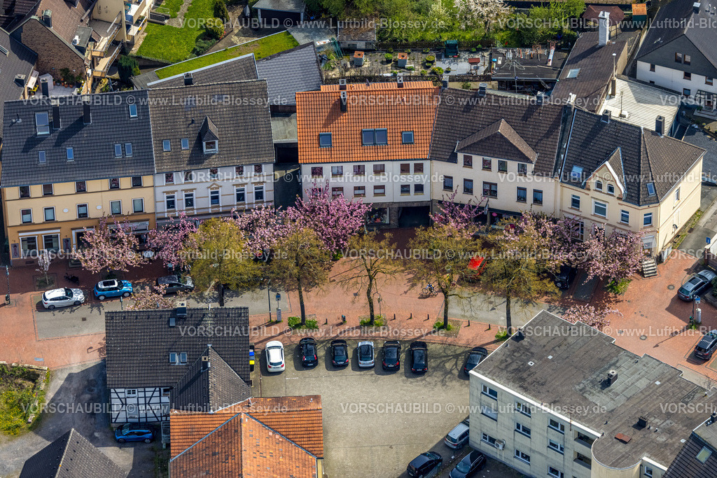 Witten230402849 | Luftbild, Meesmannstraße Einkaufsstraße, Kirschblütenbäume, Westherbede, Witten, Ruhrgebiet, Nordrhein-Westfalen, Deutschland