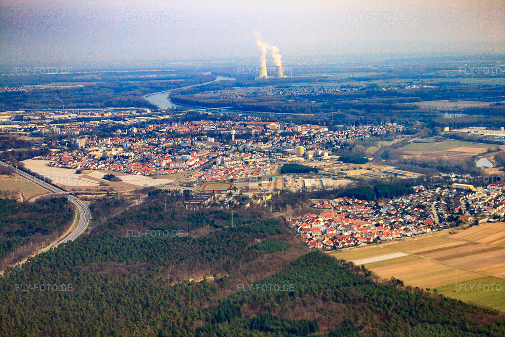 Luftbild: Stadtansicht von Südwesten in Germersheim im Bundesland Rheinland-Pfalz in Deutschland. Foto: IMG_37780.jpg vom 12.03.2011 durch Werner Riehm/FLY-FOTO.de