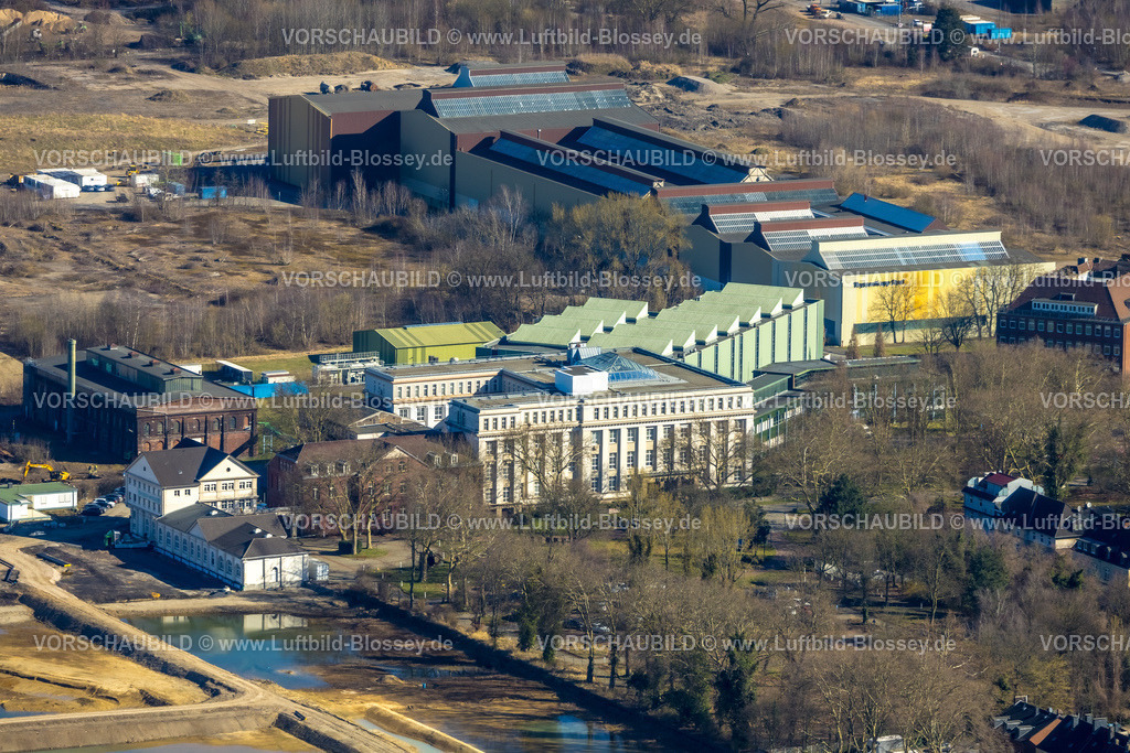 Dortmund250300219 | Luftbild, thyssenkrupp Steel Europe AG - Verwaltung Dortmund und Hoesch-Museum im Westfalenhütte Gewerbegebiet, Hoesch Areal, Borsigplatz, Dortmund, Ruhrgebiet, Nordrhein-Westfalen, Deutschland