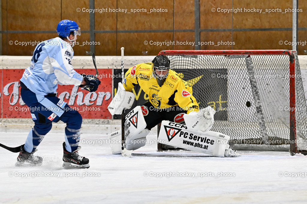 EC Spittal Hornets vs. ESC Steindorf 28.10.2023 | #18 Pewal Martin, #1 Zauchner Rene, Tor ESC Steindorf
