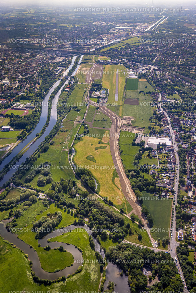 Hamm220504818 | Luftbild, Flugplatz und Datteln-Hamm-Kanal, Fluss Lippe, Heessen, Hamm, Ruhrgebiet, Nordrhein-Westfalen, Deutschland