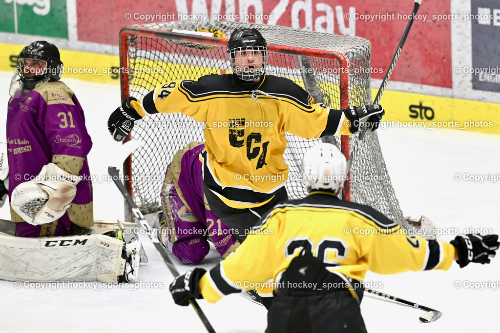 EC Kellerberg vs. EC Arnoldstein | Jubel EC Arnoldstein #31 Frank Patrick EC Kellerberg, #94 Agnola Filippo EC Arnoldstein, #26 De Pasqualin Lucas EC Arnoldstein, EC Kellerberg vs. EC Arnoldstein, EC Kellerberg vs. EC Arnoldstein am 03.02.2025 in Villach (Stadthalle Villach), Austria, (Photo by Bernd Stefan)