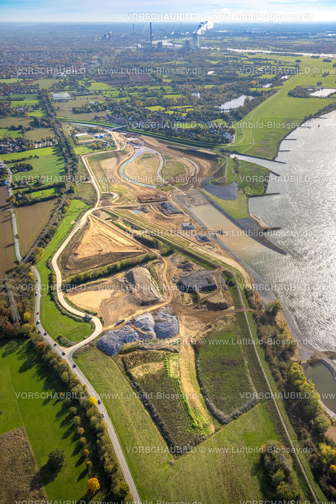 Dinslaken221003671Emschermuendung | Luftbild, Emschermündung Renaturierung, Auenlandschaft am Fluss Rhein, Eppinghoven, Dinslaken, Ruhrgebiet, Nordrhein-Westfalen, Deutschland