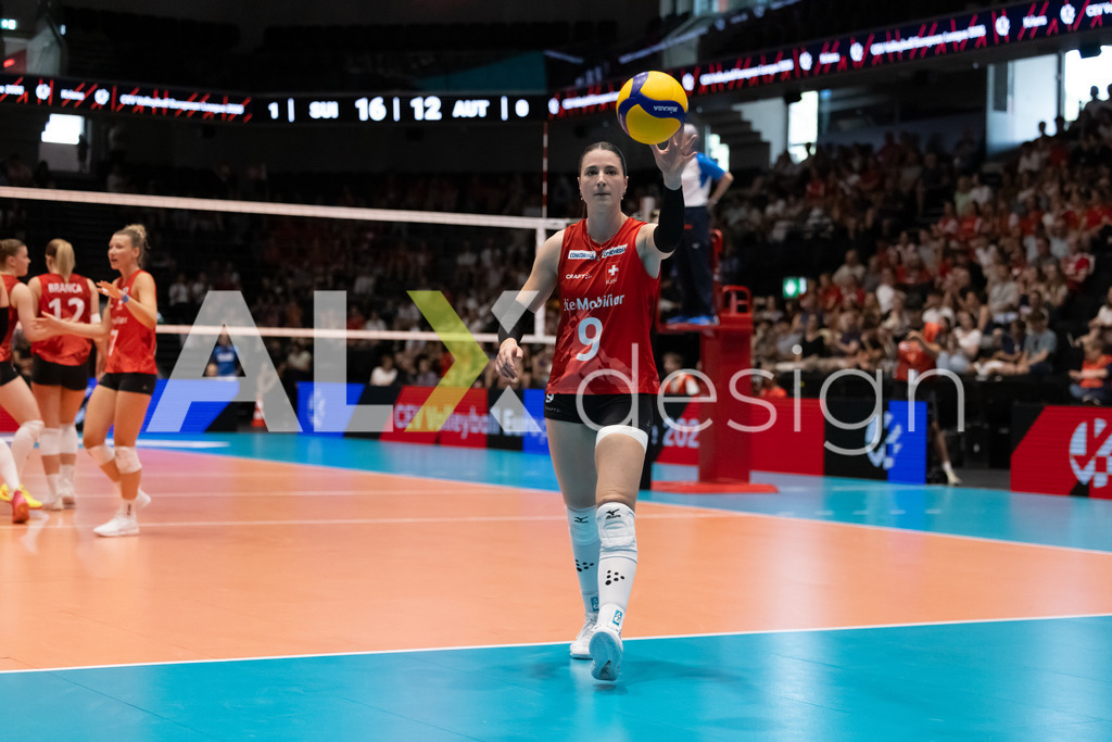 Austria v Switzerland - CEV European League Women | KRIENS, SWITZERLAND - JUNE 14: SARINA WIELAND of Switzerland during the CEV European League match between Austria and Switzerland at Pilatus Arena on June 14, 2026 in Kriens, Switzerland. - Realisiert mit Pictrs.com