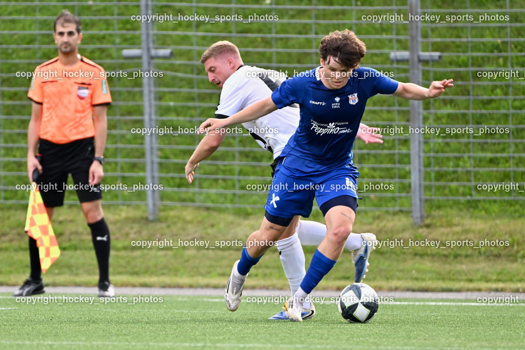 SV Spittal vs. UNION Matrei | #7 Oliver Gomig UNION Matrei, #5 Edin Sadikovic SV Spittal, SV Spittal vs. UNION Matrei, SV Spittal vs. UNION Matrei am 17.08.2025 in Spittal an der Drau (Goldeck Stadion), Austria, (Photo by Bernd Stefan)