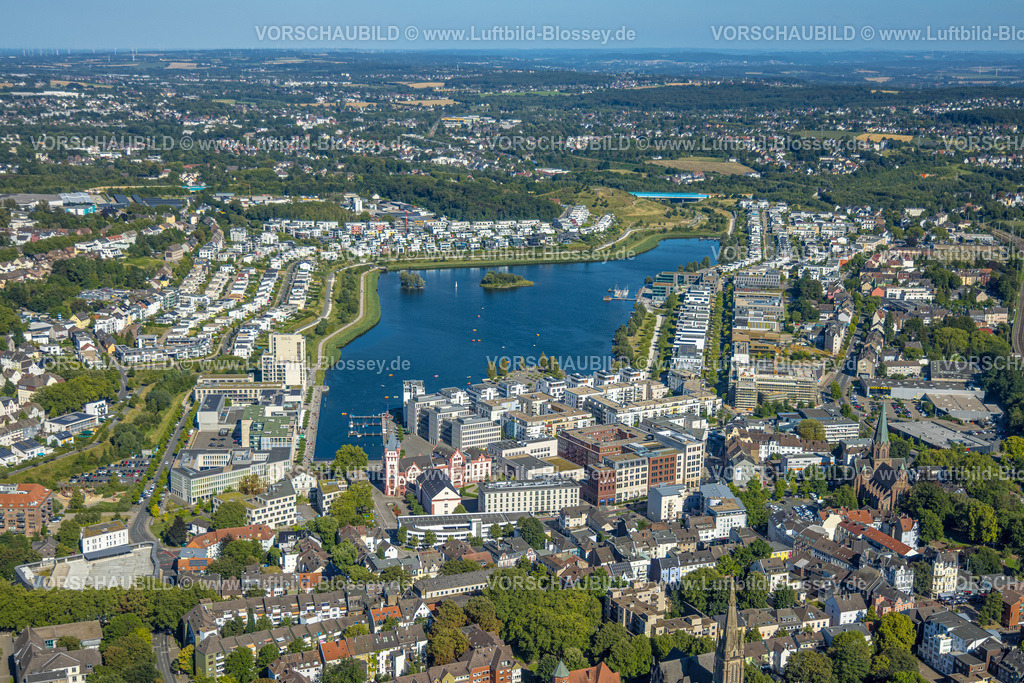 Dortmund240804121 | Luftbild, Phoenix See Gesamtansicht, Wohngebiet mit Einfamilienhäusern rund um den See, Hörde, Dortmund, Ruhrgebiet, Nordrhein-Westfalen, Deutschland
