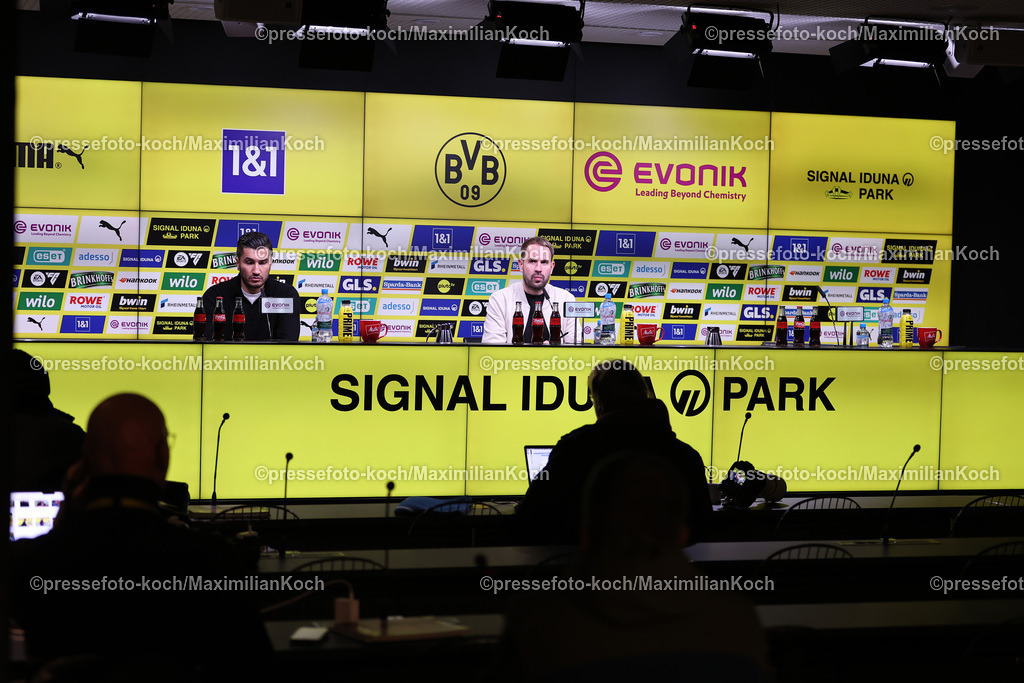BVB30112401120 | 30.11.2024, Borussia Dortmund - FC Bayern München, 1. Fußball Bundesliga, 12. Spieltag, Signal Iduna Park, Saison 2024 2025: Pressekonferenz mit Trainer Nuri Sahin (Cheftrainer BVB) nach dem SpielDFB regulations prohibit any use of photographs as image sequences and or quasi-video.