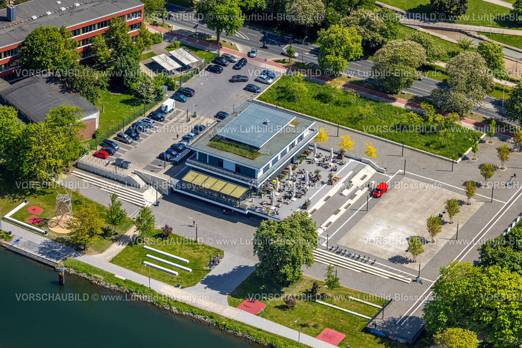 Hamm250500464R-Cafe | Luftbild, R-Cafe an der Adenauerallee, Datteln-Hamm-Kanal, Dachbegrünung, Hamm , Ruhrgebiet, Nordrhein-Westfalen, Deutschland