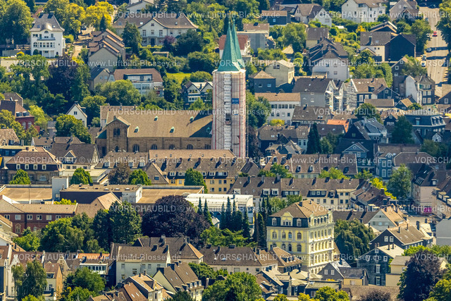Schwelm230708778 | Luftbild, Evang. Christuskirche, Baustelle mit Renovierung und verhülltem Kirchturm, Schwelm, Ruhrgebiet, Nordrhein-Westfalen, Deutschland