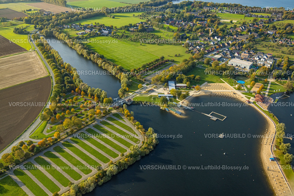 Xanten241014111 | Luftbild, Xantener Südsee, Freizeitzentrum Xanten Südsee mit Sandstrand, Wakepark Wasserski und Wakeboard, Ortsansicht Ortsteil Wardt, Lüttingen, Xanten, Niederrhein, Nordrhein-Westfalen, Deutschland