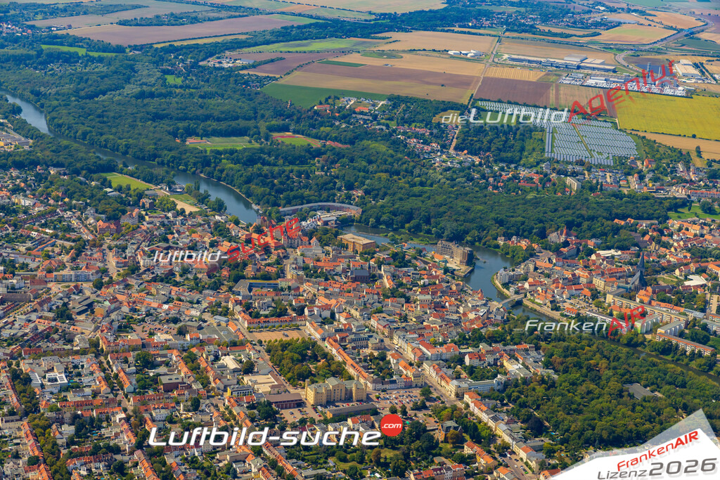 Schöne Luftaufnahme als Geschenk in Skyline Bernburg - Die Luftbildaufnahme wurde 2025 vom UL-Flugzeug heraus erstellt ( keine Drohne ) - Hochauflösende Luftaufnahme -Nicht vergleichbar mit Google Maps oder Satelittenbilder- Die Geschenkidee !Mit Lizenz und Bildrechte bestellbar