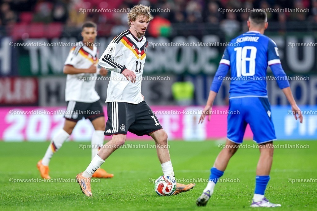 DFB17112501178 | 17.11.2025, Fußball, Länderspiel, WM-Qualifikation Europa, Deutschland - Slowakei, Red Bull Arena (Leipzig), 10. Spieltag, Saison 2025 2026: Nick Woltemade (GER #11)  Regulations prohibit any use of photographs as image sequences and or quasi-video.