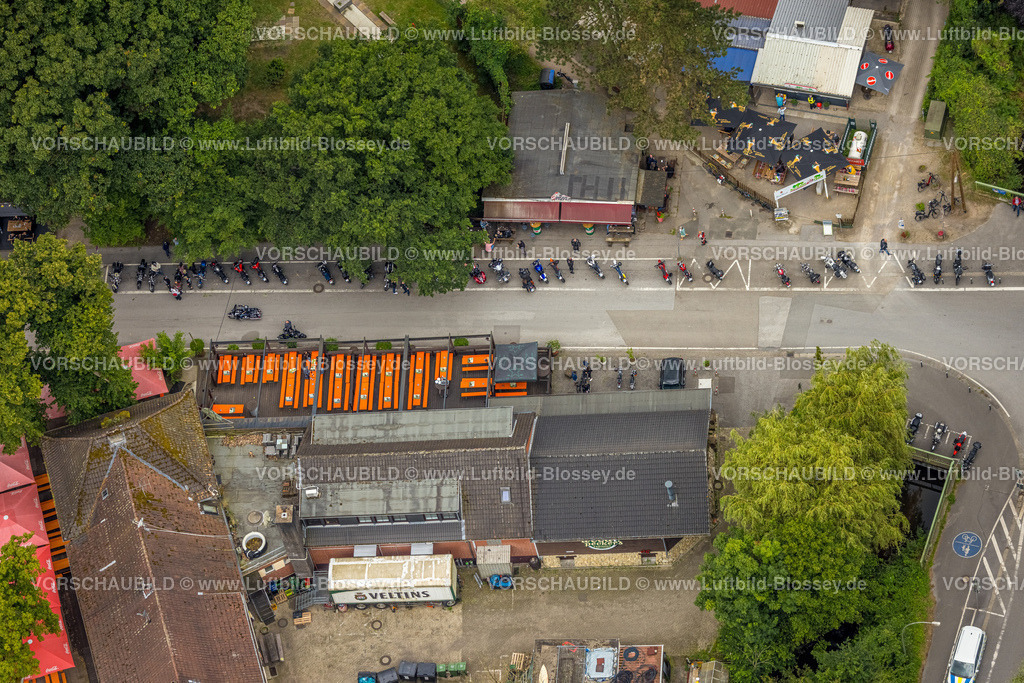 Bottrop240701513Kirchhellen | Luftbild, Grafenmühle Bikertreff, Motorradfahrer, Woodpeckers Roadhouse Amerikanisches Restaurant, Kirchhellen-Süd, Bottrop, Ruhrgebiet, Nordrhein-Westfalen, Deutschland