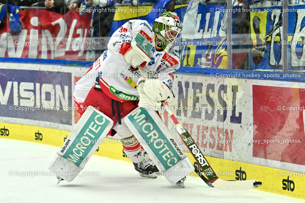 EC VSV vs. HC Bozen 16.2.2024 | #38 Harvey Sam, EC VSV vs. HC Bozen 16.2.2024, EC VSV vs. HC Bozen 16.2.2024 am 16.02.2024 in Villach (Stadthalle Villach), Austria, (Photo by Bernd Stefan)