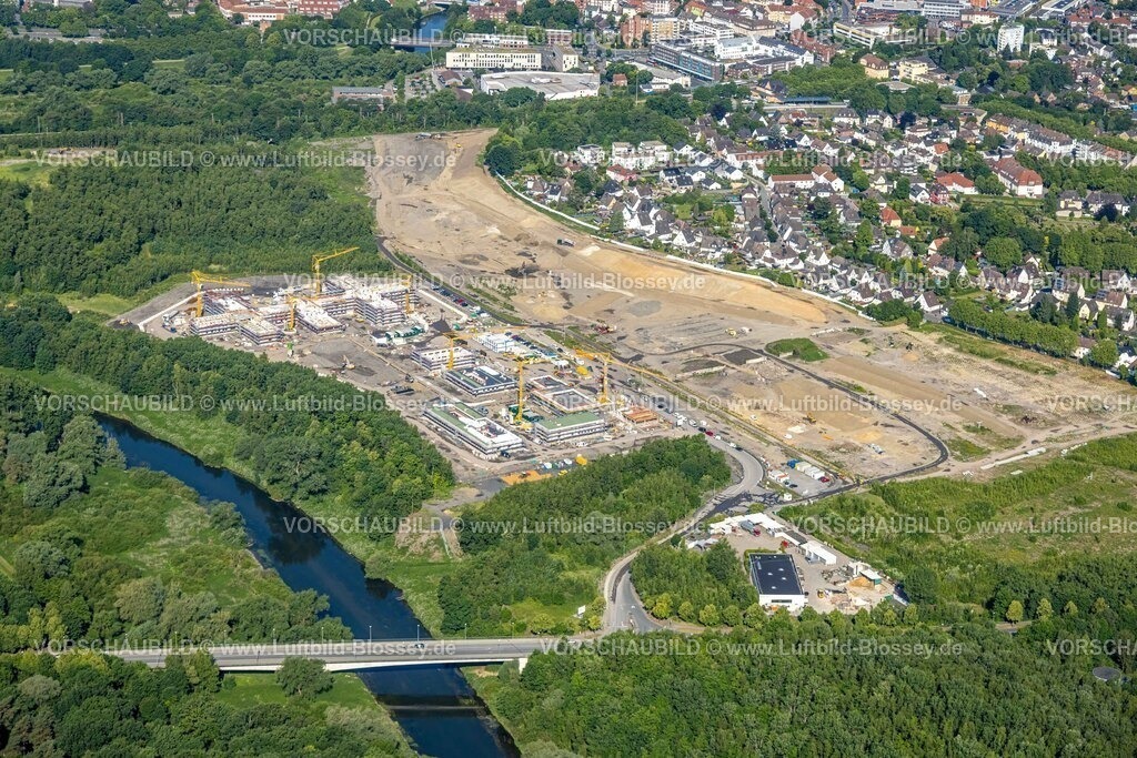 Luenen250600005 | Luftbild, Landschaftspark Viktoria, Baustelle und Neubau für geplante IGA 2027 und Zukunftsgarten, Alte Viktoria Zeche Gelände am Fluss Lippe, Lünen, Ruhrgebiet, Nordrhein-Westfalen, Deutschland