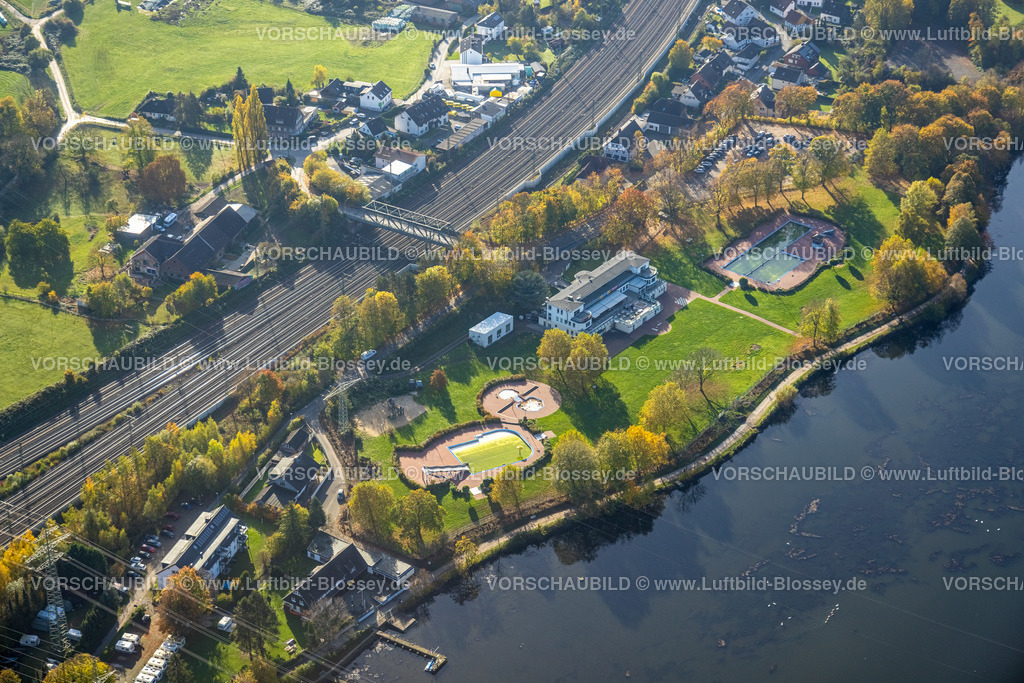 Hagen221015174 | Luftbild, Strandhaus am Stadtstrand Familienbad Hengstey, Boele, Hagen, Ruhrgebiet, Nordrhein-Westfalen, Deutschland