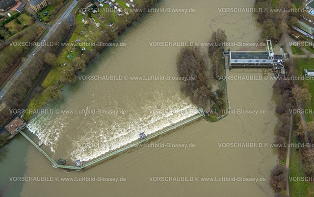 Hagen231201641Volmemuendung | Luftbild, Ruhrhochwasser, Weihnachtshochwasser 2023, Fluss Ruhr tritt nach starken Regenfällen über die Ufer, Überschwemmungsgebiet am WasserKraftwerk Stiftsmühle, Herdecke, Ruhrgebiet, Nordrhein-Westfalen, Deutschland