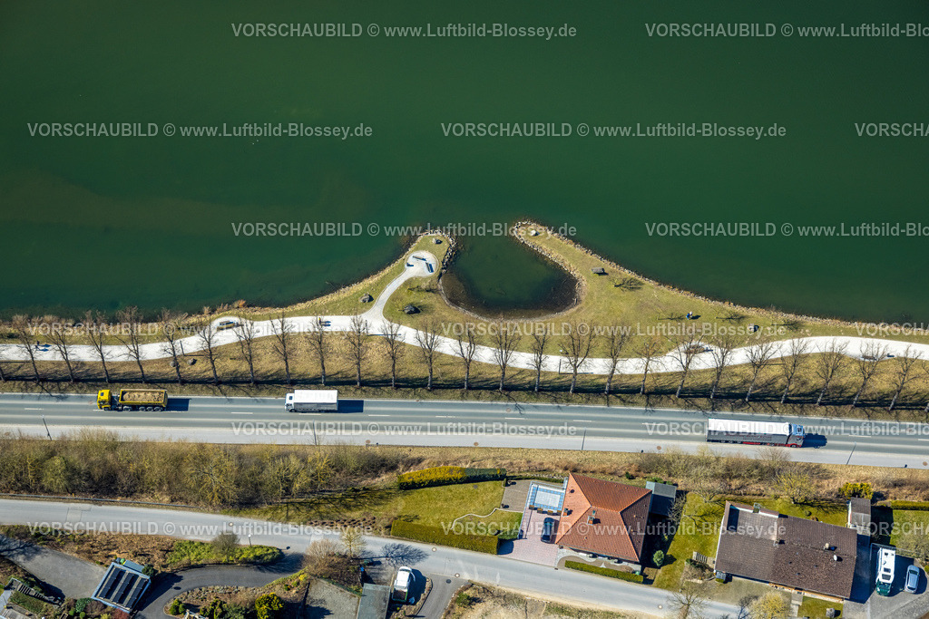 Sundern250304345 | Luftbild, Sorpesee, Wanderweg und Bucht an der Seestraße in Amecke, Sundern, Sauerland, Nordrhein-Westfalen, Deutschland