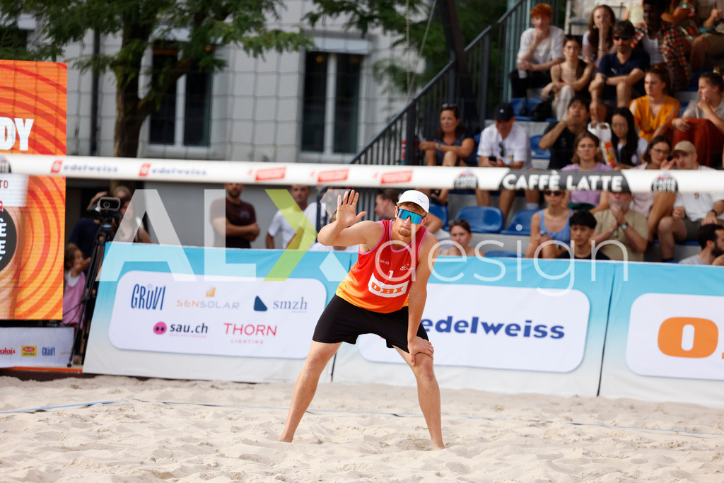 Obi BeachTour 2026 - Basel | BASEL, SWITZERLAND - JULY 18: VILLADS FLÜGGE NAPIER (DEN) during the Obi BeachTour 2026 match between NAPIER / PETERSEN (DEN) and HAGENBUCH / HAUSSENER (SUI) at Barfüsserplatz on July 18, 2026 in Basel, Switzerland. - Realisiert mit Pictrs.com