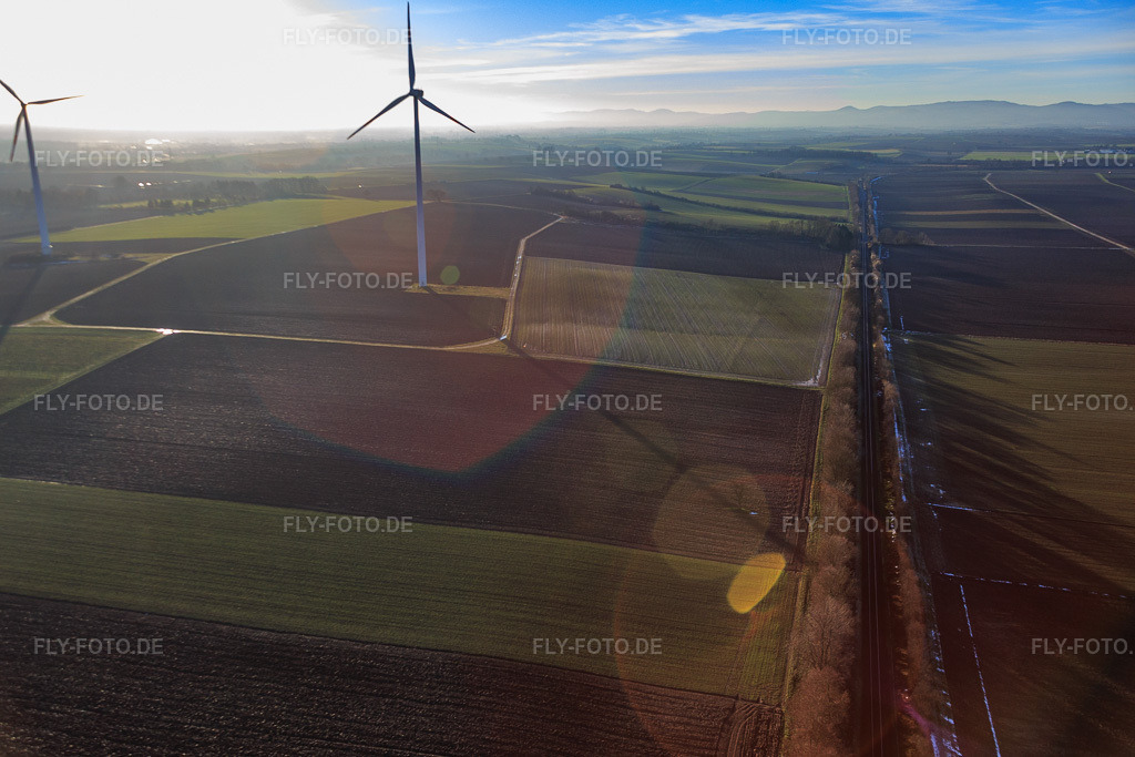 Luftbild: Minfelder Windpark in Minfeld im Bundesland Rheinland-Pfalz in Deutschland. Foto: IMG_076553.jpg vom 05.01.2015 durch Werner Riehm/FLY-FOTO.de