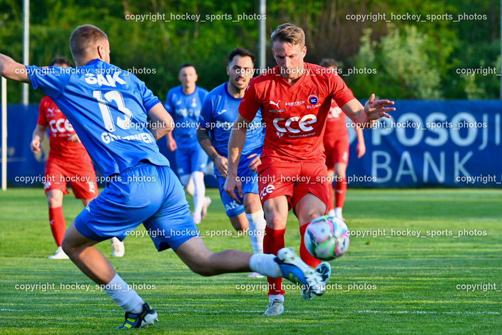 SAK vs. SC ST. Veit | #13 Fabian Griesebner SAK, #11 Alexander Hofer SC St.Veit, SAK vs. SC ST. Veit, SAK vs. SC ST. Veit am 30.04.2025 in Klagenfurt (Sportpark Welzenegg), Austria, (Photo by Bernd Stefan)