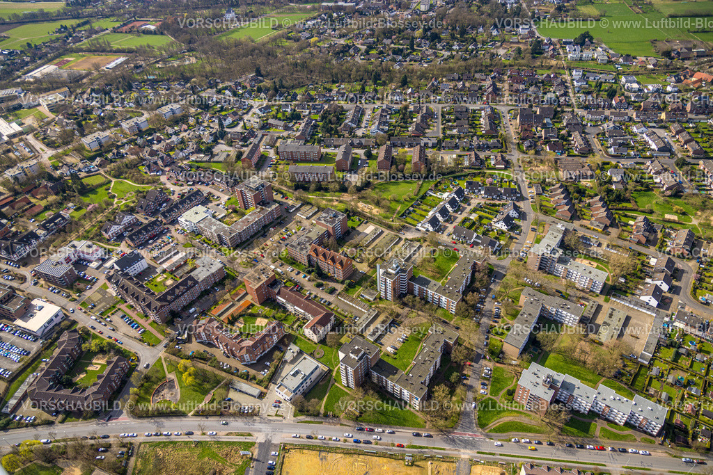 Voerde240309203 | Luftbild, Hochhaus-Wohngebiet und  Neubau Wohnsiedlung Buschacker, Voerde, Nordrhein-Westfalen, Deutschland